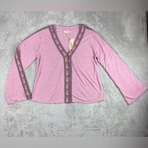 Mystree boho Crochet Detail long sleeve new w tags Size medium Linen Blend